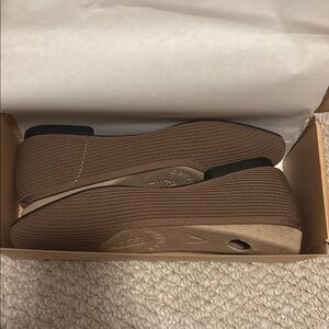 Brown Ribbed Slip-On Shoes